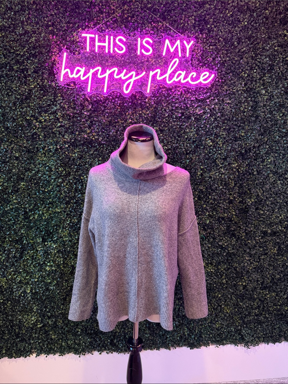 All Saints Gray Funnel Neck cold shoulder Sweater